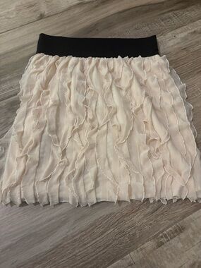 Atmosphere Pale Pink Ruffle Mini Skirt with Black Waistband girls size 8